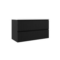 Adema Prime Blend Wastafelonderkast - 100x55x45.9cm - 2 lades - geintegreerde greep - MDF - mat zwart ARES_100_Matt Black