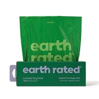 Earth Rated Hondenpoepzakjes, dikke rol voor gemakkelijk pakken en meenemen, ideaal voor het opruimen in de achtertuin, lavendelgeur, 300 zakjes.