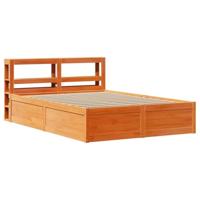 vidaXL Bedframe met hoofdbord massief grenenhout wasbruin 140x190 cm, bed, 2-persoonsbed slaapkamermeubel, houten bed, tweepersoonsbed