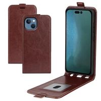 iPhone 14 Plus Verticale Flip Case met Kaartsleuf - Bruin - thumbnail