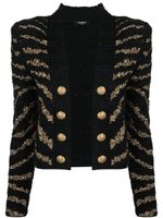 Balmain cardigan mi-long à rayures - Noir - thumbnail