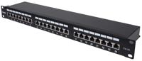 Intellinet 24-Port Cat6a Patchpanel geschirmt 1HE Kabeleinführung 90° abgewinkelt schwarz 24 poorten Patchpaneel 483 mm (19) 1 HE Zwart Ingericht