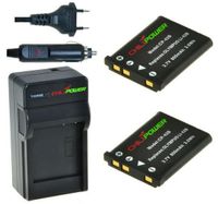 2 x Li-40B / Li-42B accu's voor Olympus - inclusief oplader en autolader - Origineel ChiliPower - thumbnail