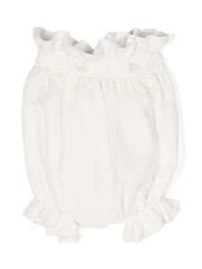 La Stupenderia ruffled silk-velvet bloomers - Blanc