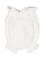 La Stupenderia ruffled silk-velvet bloomers - Blanc - thumbnail