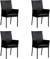 Set van 4 Zwarte leren moderne eetkamerstoelen Royal - poot vierkant zwart - Hermes Leer Nero (zwart leer) - thumbnail