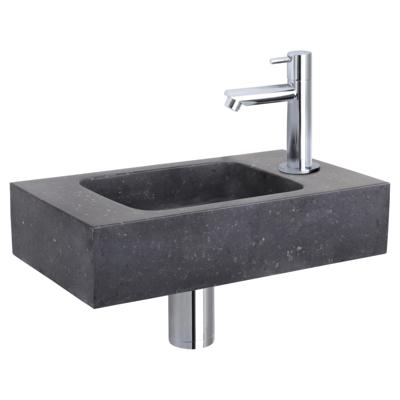 Differnz Force fonteinset natuursteen bombai black met rechte kraan chroom Differnz Force fonteinset natuursteen bombai black met rechte kraan chroom