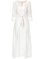 Baruni robe longue en soie à taille ceinturée - Blanc