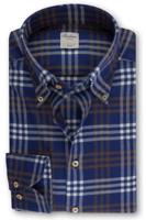 Stenströms Fitted Body Flanellen hemd blauw/bruin, Ruit