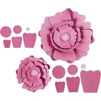 Papier Bloemen, roos, D: 15+25 cm, 230 g, 2 stks
