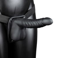 Ouch! by Shots Ribbed Hollow Strap-On with Balls - 8 / 21 cm - Black - thumbnail