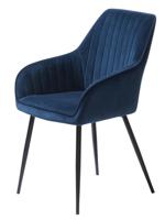 Eetkamerstoel Melfort Met Armleuning Blauw Velvet - Giga Living