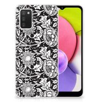 Samsung Galaxy A03S TPU Case Black Flowers - thumbnail