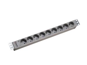 Bachmann 333.401 19 inch Stekkerdoos voor patchkast 1 HE Geaarde contactdoos Lichtgrijs