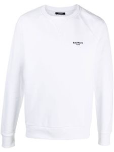 Balmain flocked-logo sweatshirt - Blanc