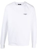 Balmain flocked-logo sweatshirt - Blanc - thumbnail