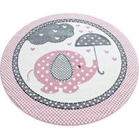 Ayyildiz tapijt-kindertapijt kinderkamer rechthoekig en rond eenhoorn, polypropyleen, roze-P 120 X 120 roze