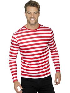 Gestreept T-shirt rood/wit man-vrouw