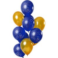 Ballonnen set 18 Jaar Blauw Goud Premium - 12 stuks - thumbnail