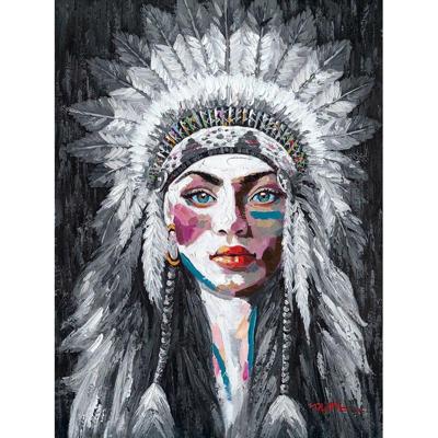 Wanddecoratie Indiaan | Zwart Wit Multicolor