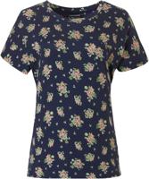 Blauw pyjamashirt roosjes Pastunette