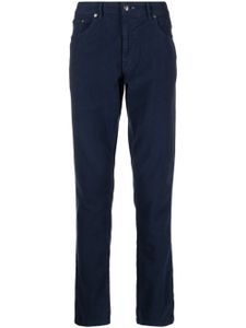 Hackett pantalon droit Moleskin en coton à patch logo - Bleu