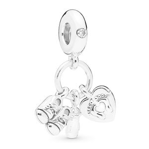 Pandora 798106CZ Hangbedel zilver Shoes, Babybottle and Heart