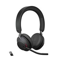 Jabra Evolve2 65 Draadloze Headset – UC-gecertificeerde Stereokoptelefoon met Noise Cancelling en Lange Batterijduur – USB-A Bluetooth Adapter – Zwart