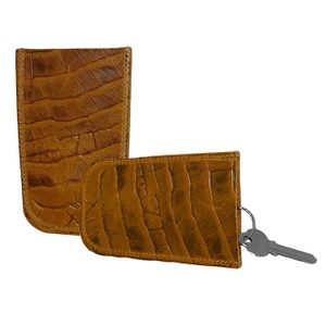 Boodz Leren Klok Sleuteletui Croco Cognac