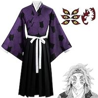 kokushibou cosplay kostuums met tijdelijke tattoos demon slayer: kimetsu no yaiba japanse anime cosplay kostuums kimono pakken voor heren dames Lightinthebox