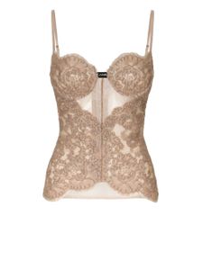 Dolce & Gabbana lace-detailing sheer bra - Tons neutres