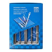 PFERD Werkplaatsvijlset in PVC roltas met omkarton, 5 vijlen, 200 mm, 11801520 - geschikt voor een uitgebreid scala aan toepassingen