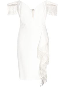 Marchesa Notte robe à ornements de perles - Blanc