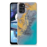 Motorola Moto G22 TPU Siliconen Hoesje Marble Blue Gold - thumbnail