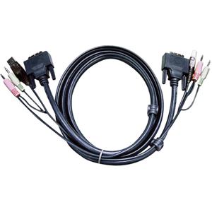 ATEN KVM Aansluitkabel [2x Jackplug male 3,5 mm, DVI-stekker 24+1-polig, USB-A 2.0 stekker - 2x Jackplug male 3,5 mm, DVI-stekker 24+1-polig, USB-B 2.0