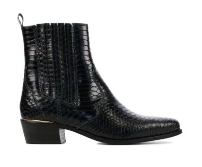 Lina Locchi Dames Enkellaarsjes in Leder (Zwart)