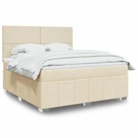 vidaXL Boxspring met matras stof crèmekleurig 180x200 cm, boxspring, ledikant, bedframe, bed, boxspring bed, bedbodem, seniorenbed, senioren bed