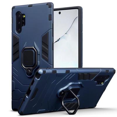 Qubits - Double Armor Layer hoes met stand - Samsung Galaxy Note 10 Plus - Blauw