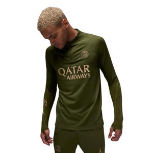 Nike Paris Saint-Germain X Jordan Strike Trainingstrui 1/4-Zip 2023-2024 Donkergroen Beige