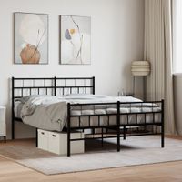 Bedframe met hoofd- en voeteneinde metaal zwart 140x200 cm