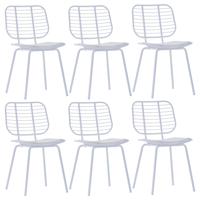 vidaXL Eetkamerstoelen met kunstleren zittingen 6 st staal wit