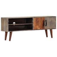 Tv-meubel 130x30x46 cm massief ruw mangohout grijs