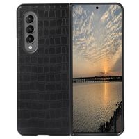 Lunso - Samsung Galaxy Z Fold4 - Croco patroon cover hoes - Zwart - thumbnail