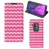 Motorola One Zoom Hoesje met Magneet Waves Pink