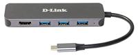 D-Link DUB-2333 5-in-1 USB-C-hub met stroomvoorziening (PD 60W), 4K HDMI, 3 USB 3.0-poorten voor pc, MacBook Pro, MacBook Air, iPad Pro, Chromebook, Surface Pro en meer