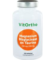 VitOrtho Magnesium bisglycinaat 100 mg en taurine 200 mg (100 tab)