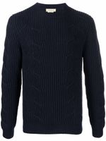 Corneliani pull nervuré en maille torsadée - Bleu