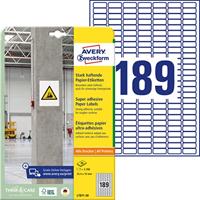 AVERY Zweckform Protection & Security etiketten 25,4x10mm papier, extra sterk hechtend. 20 Blatt wit