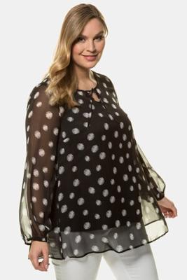 Ulla Popken Tuniek, A-lijn, dubbellaags, transparant chiffon - Grote Maten