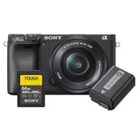 Sony A6400 + 16-50mm systeemcamera Spelen Zilver Pakket